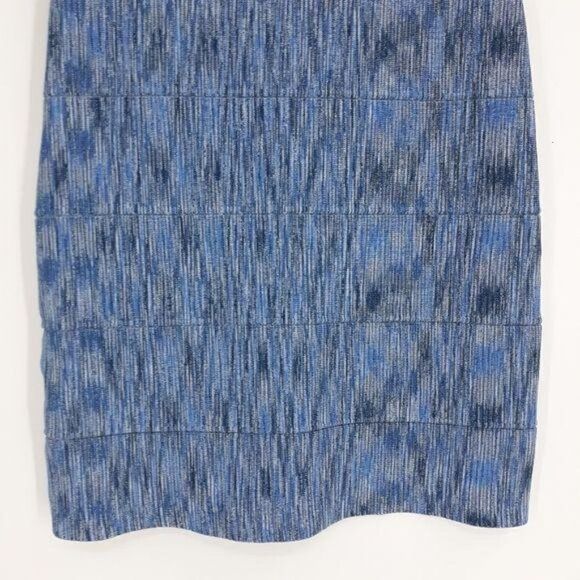 BCBGMaxAzria Skirt Knit Stretch Space Dye Bandage Rib Mini Bodycon Blue Sz M‎ - Picture 5 of 12